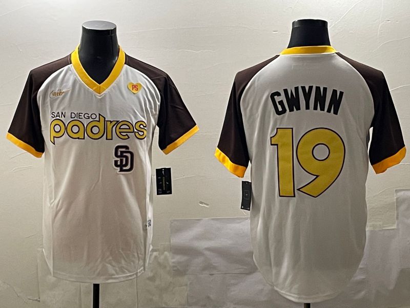 Men San Diego Padres #19 Gwynn White Throwback Game 2025 Nike MLB Jersey style 4->san diego padres->MLB Jersey